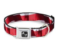Dog Collar Bone American Flag Vivid Stripes CLOSE-UP Red/White Medium 11-16.5"