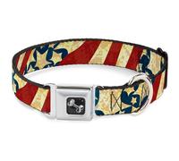 Dog Collar Bone Americana Diagonal Vintage Stars & Stripes2 WIDE-Medium 16-23"