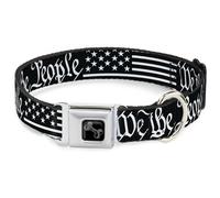 Dog Collar Bone Americana Flag/WE THE PEOPLE Black/White Small 9.5-13"
