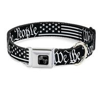 Dog Collar Bone Americana Flag/WE THE PEOPLE Black/White Small 9.5-13"