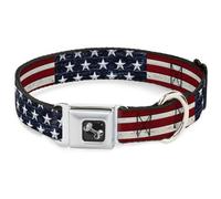 Dog Collar Bone Americana Rustic Stars & Stripes WIDE-Medium 16-23"