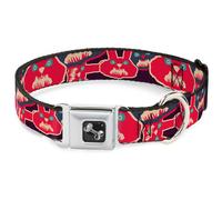 Dog Collar Bone Angry Bunnies CLOSE-UP Purple/Red/Blue Medium 11-16.5"