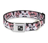 Dog Collar Bone Angry Bunnies Gray/Pinks Medium 11-16.5"