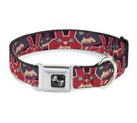 Dog Collar Bone Angry Bunnies Purple/Red/Blue WIDE-Medium 16-23"