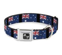 Dog Collar Bone Australia Flags WIDE-Large 20-31"