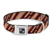 Dog Collar Bone Bacon Slices Maroon Medium 11-16.5"