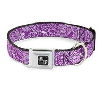 Dog Collar Bone Bandana/Skulls Purple/White Small 9.5-13"