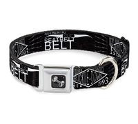 Dog Collar Bone BD AUTHENTIC SEATBELT BELT NY-LA Black/White WIDE-Large 20-31"