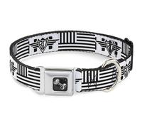 Dog Collar Bone BD Logo/American Stripe Flag White/Black Medium 11-16.5"