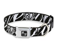 Dog Collar Bone BD Logo/BUCKLE-DOWN Script Black/White WIDE-Large 20-31"