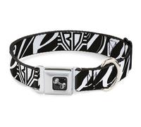 Dog Collar Bone BD Logo/BUCKLE-DOWN Script Black/White WIDE-Small 13-17"