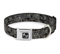 Dog Collar Bone BD Logo Scattered Black/Gray Medium 11-16.5"