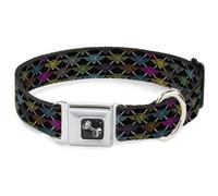 Dog Collar Bone BD Monogram Black/Multi Neon WIDE-Medium 16-23"