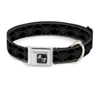 Dog Collar Bone BD Monogram2 Black/Gray WIDE-Medium 16-23"