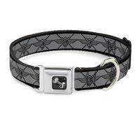 Dog Collar Bone BD Monogram2 Gray/Black WIDE-Large 20-31"