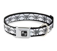 Dog Collar Bone BD Monogram2 White/Black WIDE-Large 20-31"