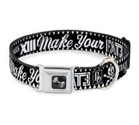 Dog Collar Bone BD Skull MAKE YOUR FATE Black/White Medium 11-16.5"