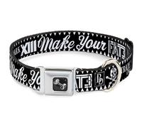 Dog Collar Bone BD Skull MAKE YOUR FATE Black/White WIDE-Large 20-31"