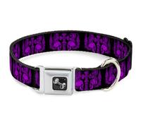 Dog Collar Bone BD Skulls w/Wings Black/Purple WIDE-Small 13-17"