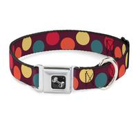 Dog Collar Bone Big Dots Purple/Multi Pastel Small 9.5-13"