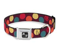 Dog Collar Bone Big Dots Purple/Multi Pastel WIDE-Small 13-17"