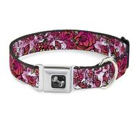Dog Collar Bone Born to Blossom CLOSE-UP White WIDE-Medium 16-23"