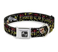 Dog Collar Bone Born to Raise Hell Black Large 15-24"