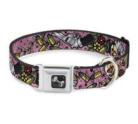 Dog Collar Bone Born to Raise Hell CLOSE-UP Pink Large 15-24"