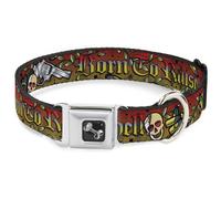 Dog Collar Bone Born to Raise Hell Red WIDE-Medium 16-23"