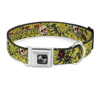 Dog Collar Bone Born to Raise Hell Yellow WIDE-Medium 16-23"