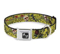 Dog Collar Bone Born to Raise Hell Yellow WIDE-Small 13-17"