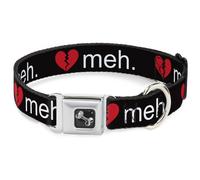 Dog Collar Bone Broken Heart MEH Black/Red/White Large 15-24"