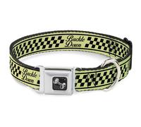 Dog Collar Bone Buckle-Down Cab Stripe Green/Yellow Fade WIDE-Medium 16-23"