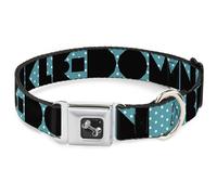 Dog Collar Bone BUCKLE-DOWN Shapes Dot Turquoise/White/Black Medium 11-16.5"