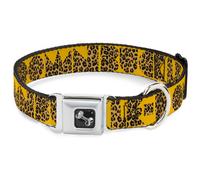 Dog Collar Bone BUCKLE-DOWN Shapes Gold/Leopard Brown Medium 11-16.5"