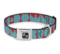 Dog Collar Bone BUCKLE-DOWN Shapes Red/Dot Turquoise/White Medium 11-16.5"