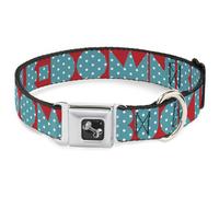 Dog Collar Bone BUCKLE-DOWN Shapes Red/Dot Turquoise/White Medium 11-16.5"