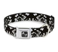 Dog Collar Bone Butterfly Garden Black/White Small 9.5-13"