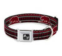 Dog Collar Bone Cali Bear/Aztec4 Black/Dark Reds/Cream WIDE-Small 13-17"