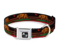 Dog Collar Bone Cali Bear/Star/Stripe/US Flag Stretch WIDE-Large 20-31"