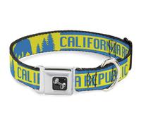 Dog Collar Bone CALIFORNIA REPUBLIC/Bear/Stars Silhouette Yellow/Blue Small 9.5-