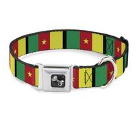 Dog Collar Bone Cameroon Flags WIDE-Small 13-17"