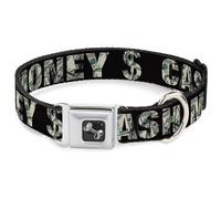 Dog Collar Bone CASH MONEY $ Black/Dollars Large 15-24"