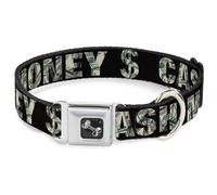 Dog Collar Bone CASH MONEY $ Black/Dollars Large 15-24"