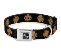 Dog Collar Bone Celtic Knot Black/Burgundy/Gold WIDE-Medium 16-23"