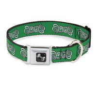 Dog Collar Bone Celtic Knot2 Greens/Black/White WIDE-Large 20-31"