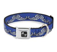 Dog Collar Bone Celtic Knot4 Blues/Black/White WIDE-Large 20-31"