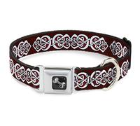Dog Collar Bone Celtic Knot5 Reds/Black/White WIDE-Medium 16-23"
