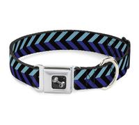 Dog Collar Bone Chevron3 Split Turquoise/Purple/Black WIDE-Medium 16-23"
