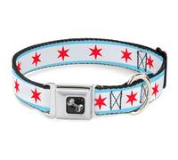 Dog Collar Bone Chicago Flags Small 9.5-13"